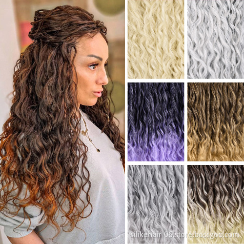 Wholesale 24Inches Water Wave Crochet Braids Hair Long Corn Curly Blonde Goddess Braiding Hair Synthetic Hair Extensions